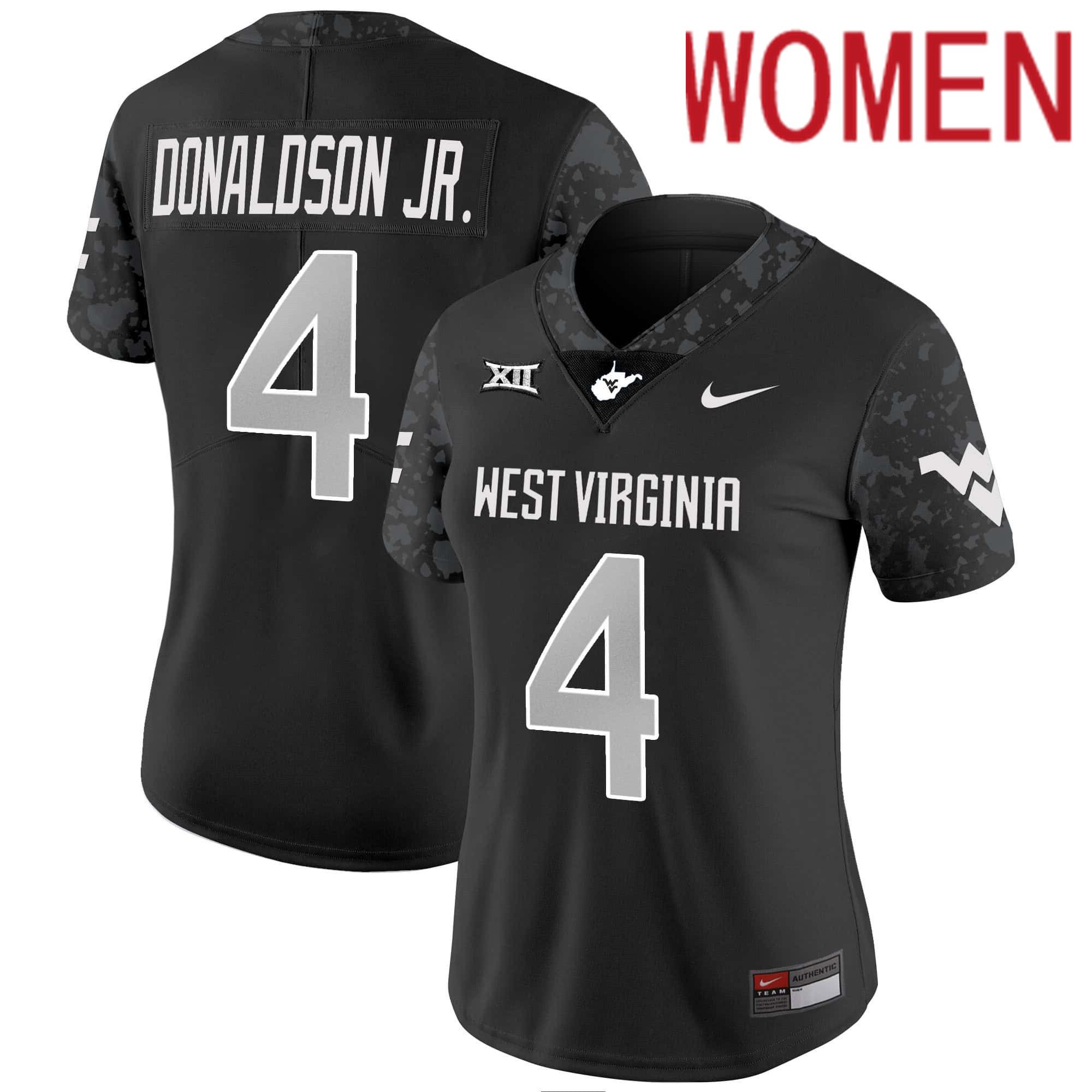 Women West Virginia Mountaineers #4 Donaldson jr Black 2024 Nike Vapor Limited NCAA Jersey